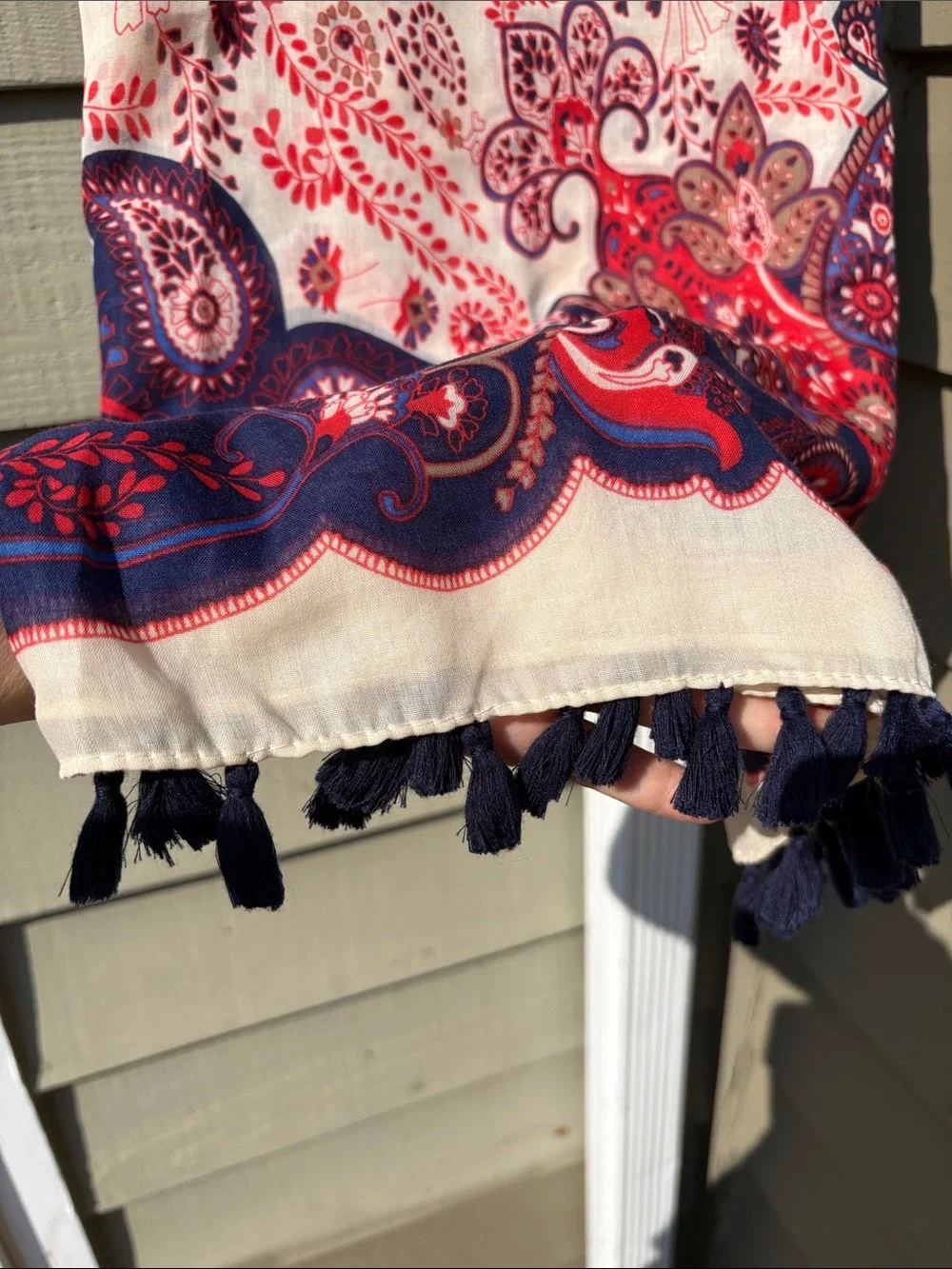 Vtg Large Infinity scarf with pompoms- soft and really beautiful. Great to layer